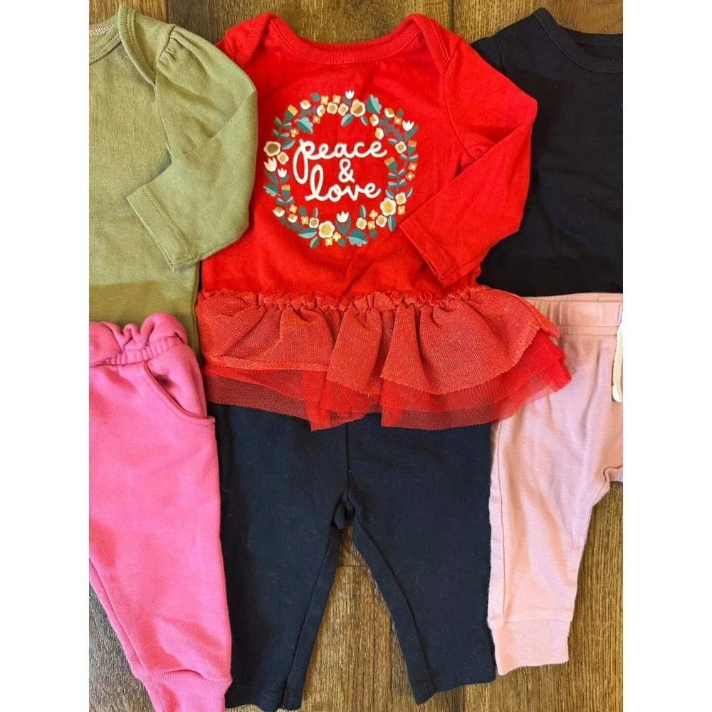 Baby Girl Clothes 0/3 Months Pants Bodysuits Shirts Outfits Long Sleeves‎ Peace